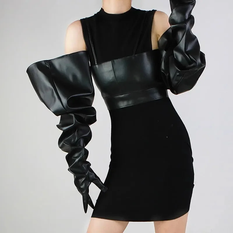 Fashion Womens Black Leather Gloves - Premium Faux Leather