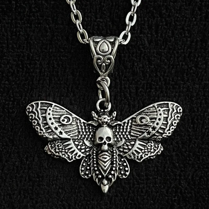 Premium Alloy Death Moth Pendant Necklace 50cm