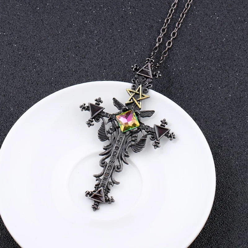 Gothic Cross Alloy Necklace Womens Premium Style