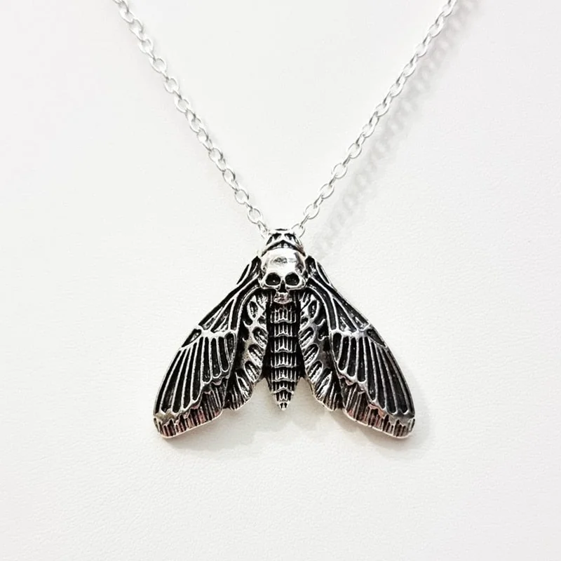 Mystical Skull Moth Pendant Necklace in Premium Alloy
