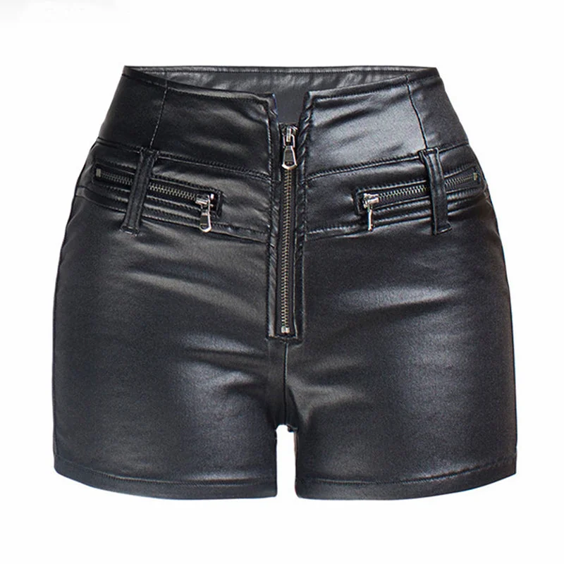 Black Faux Leather Shorts Womens Premium Mini Skirt