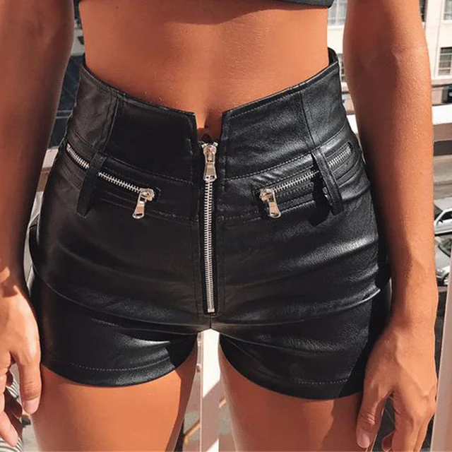 Black Faux Leather Shorts Womens Premium Mini Skirt