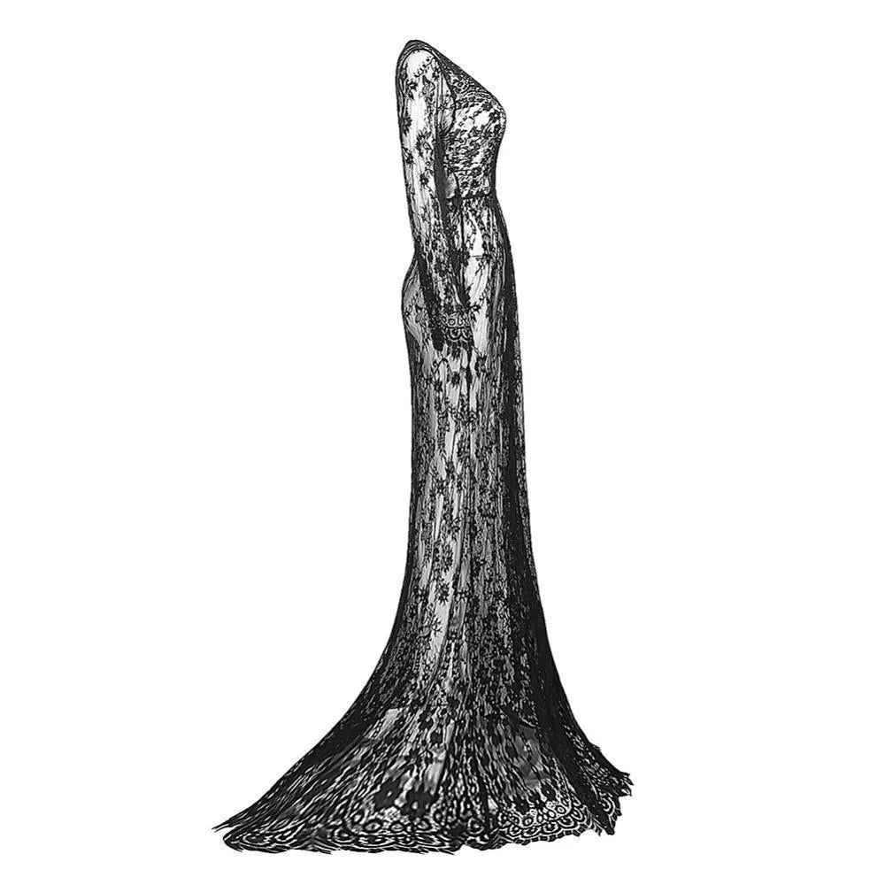 Sheer Cotton Polyester Blend Dress Black White Sizes S-4XL