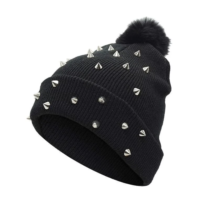 Black Gothic Cotton Winter Beanie