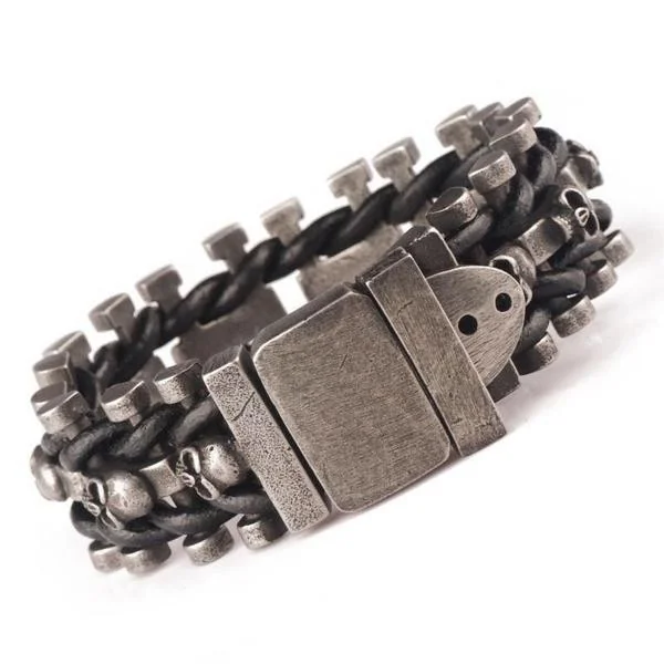 Silver Gray Skull Stainless Steel Bracelet 22cm | 8.7in