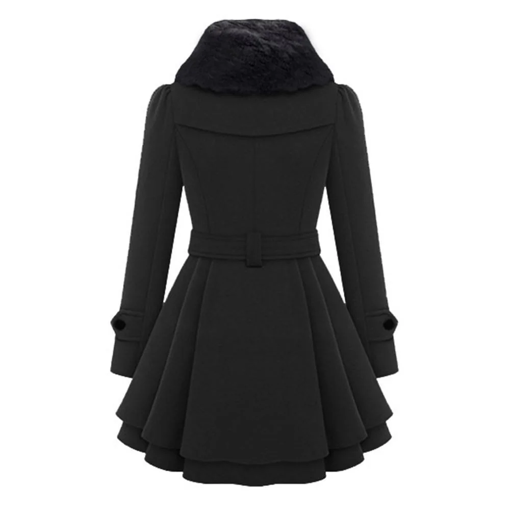 Elegant Gothic Style Womens Coat in Premium Black Polyester