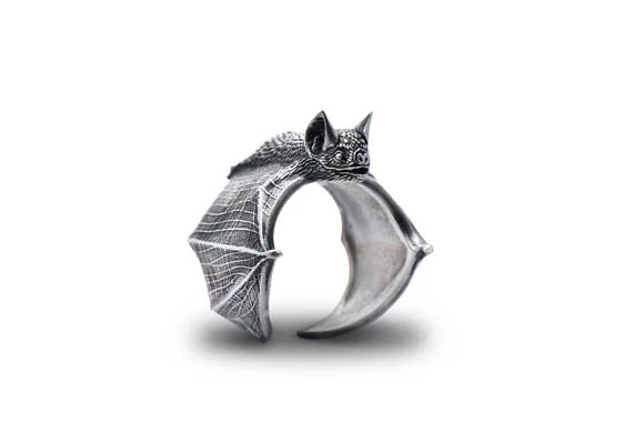 Bat Charm Zinc Alloy Ring - Resizable Unisex Favorite
