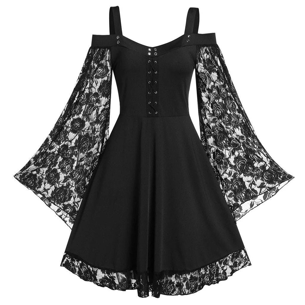 Elegant Gothic Womens Dress with Premium Cotton & Polyester Blend