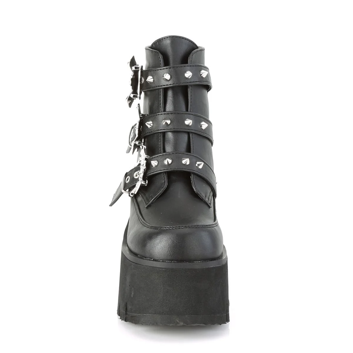 Black Bat Buckle Platform Ankle Boots