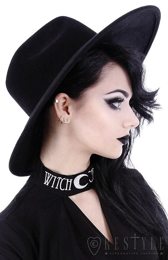 Black Gothic Style Wide Brim Hat
