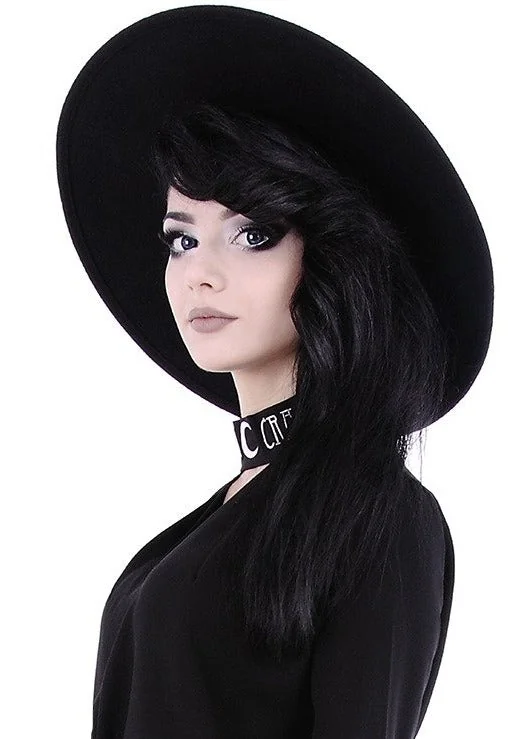 Black Gothic Style Wide Brim Hat