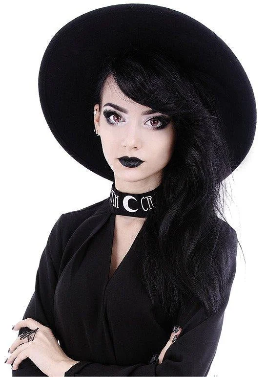 Black Gothic Style Wide Brim Hat