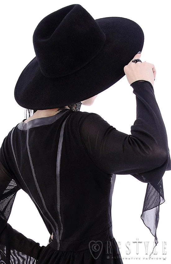 Black Gothic Style Wide Brim Hat