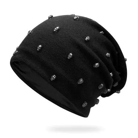 Grunge Skulls Cotton/Polyester Blend Beanie Hat