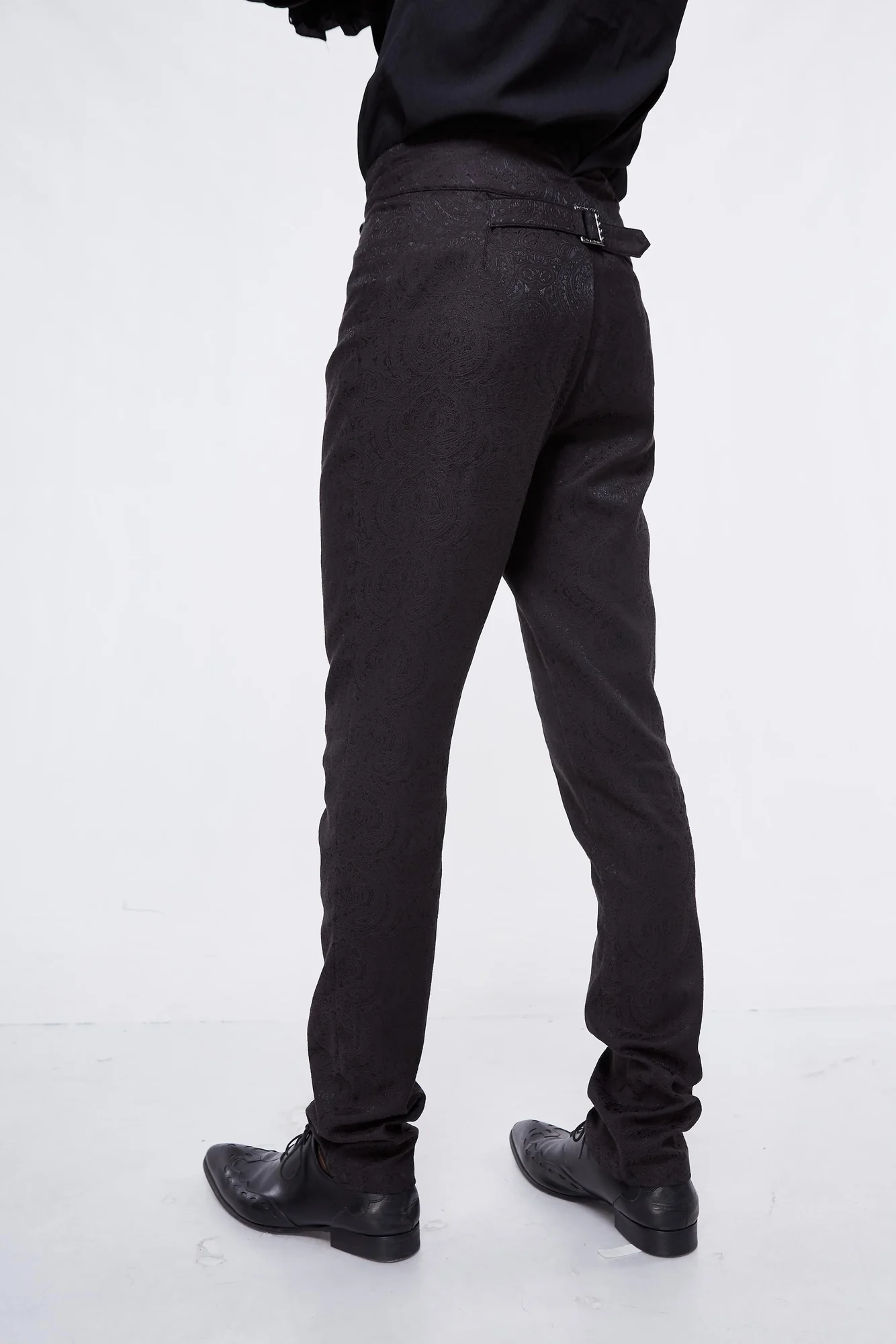 Mens Gothic Slim-Fit Black Trousers