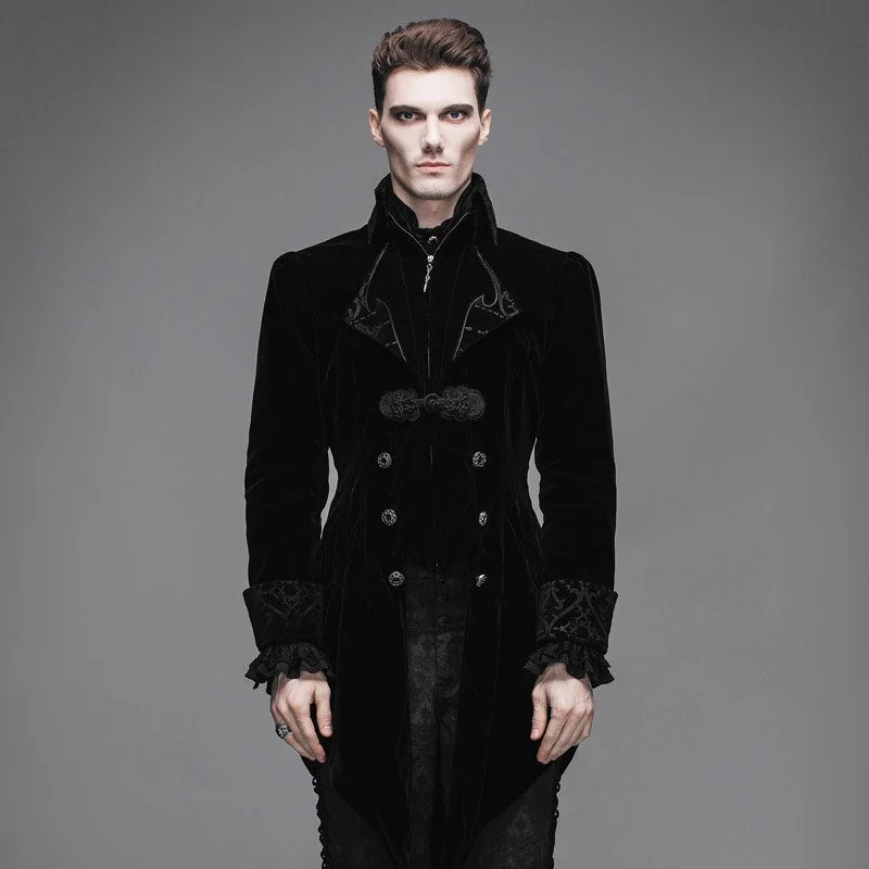 Elegant Swallowtail Vampire Black Jacket - Victorian Style