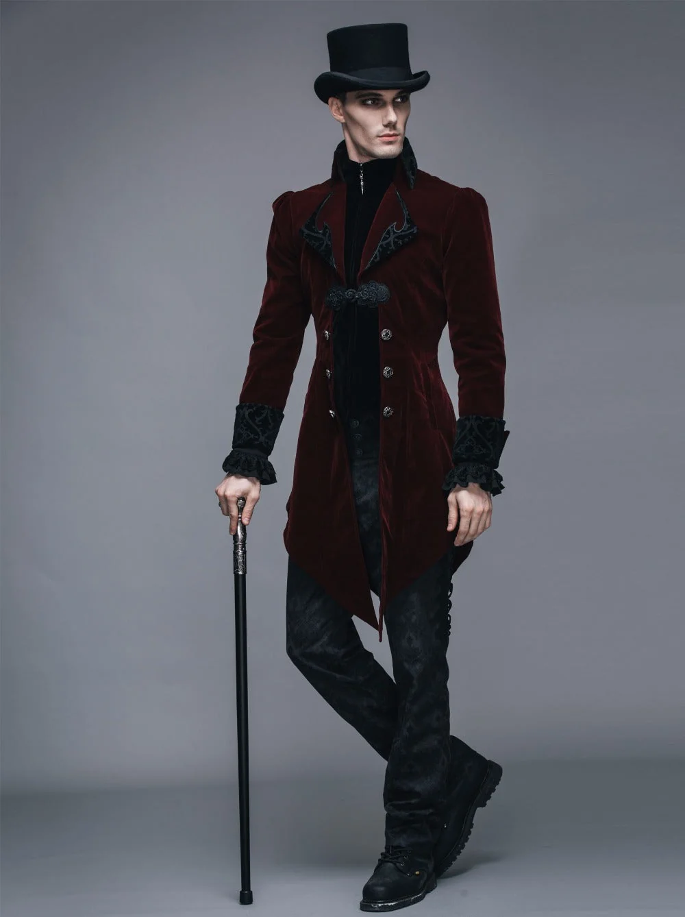 Elegant Swallowtail Vampire Black Jacket - Victorian Style