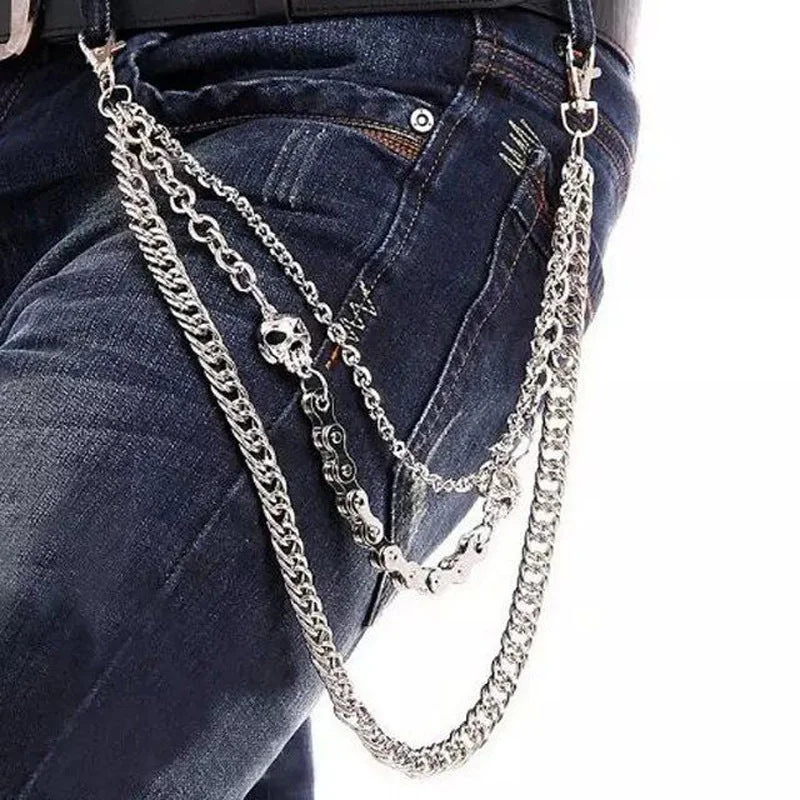 Skull Head Wallet Chain Silver Plated Zinc Alloy