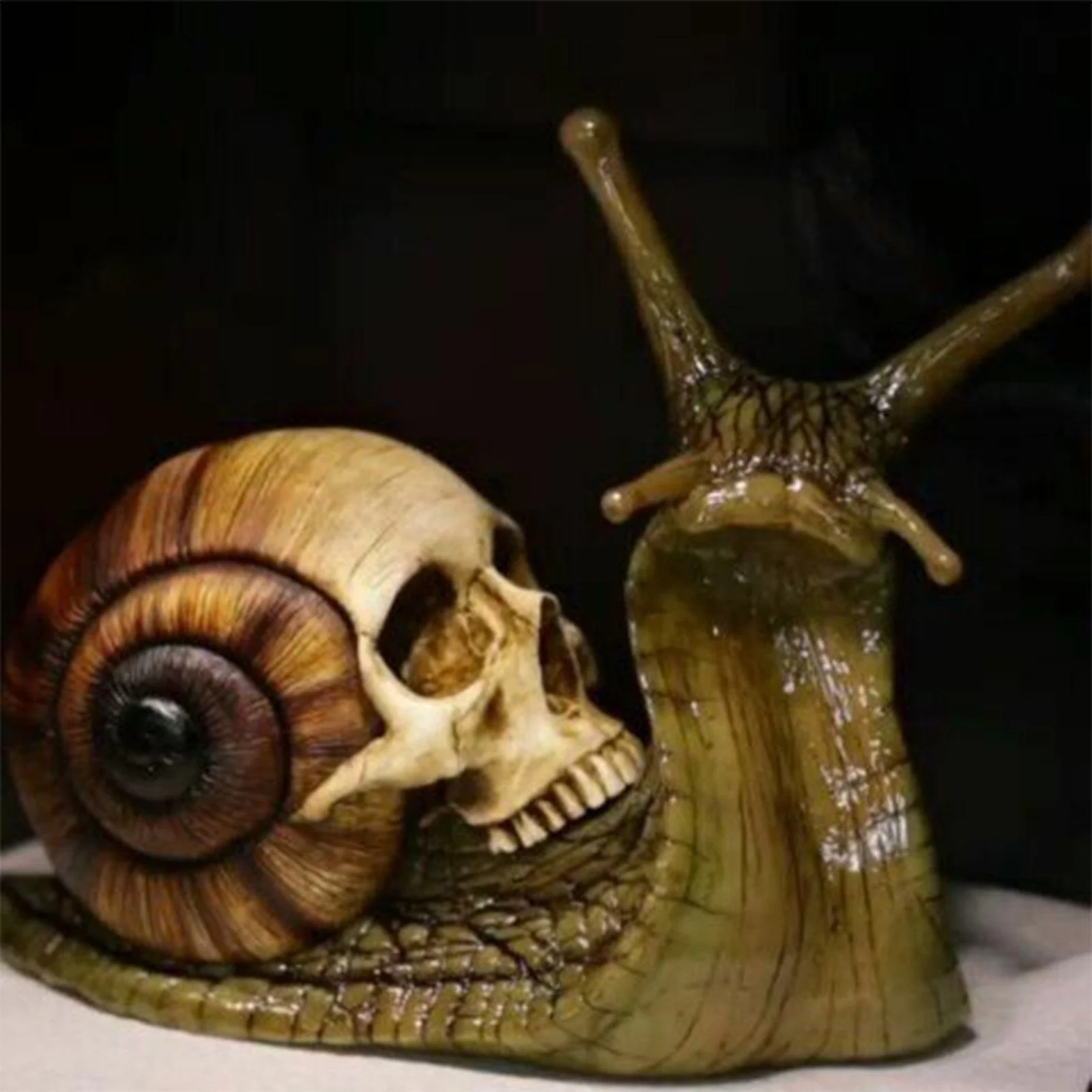Creepy Snail Skull Resin Ornament Halloween Decor