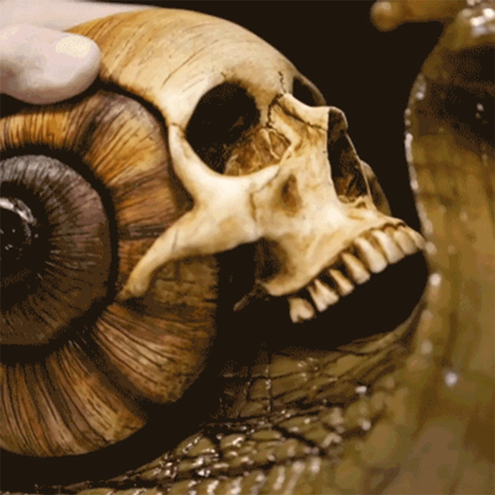 Creepy Snail Skull Resin Ornament Halloween Decor