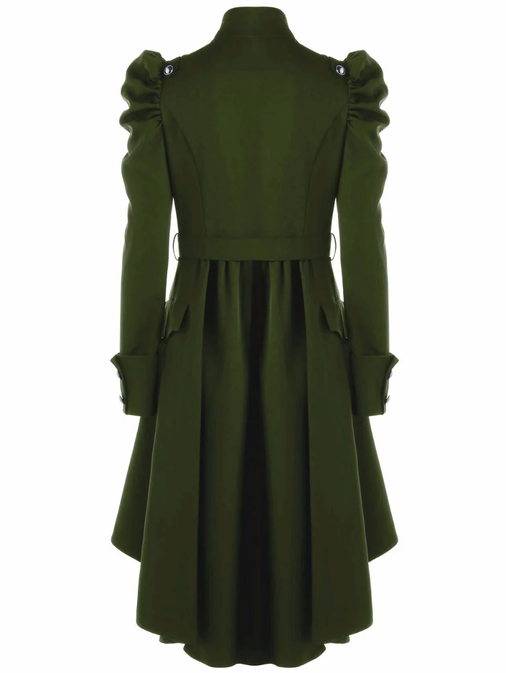 Gothic Flared Hem Coat with Stand-Up Collar