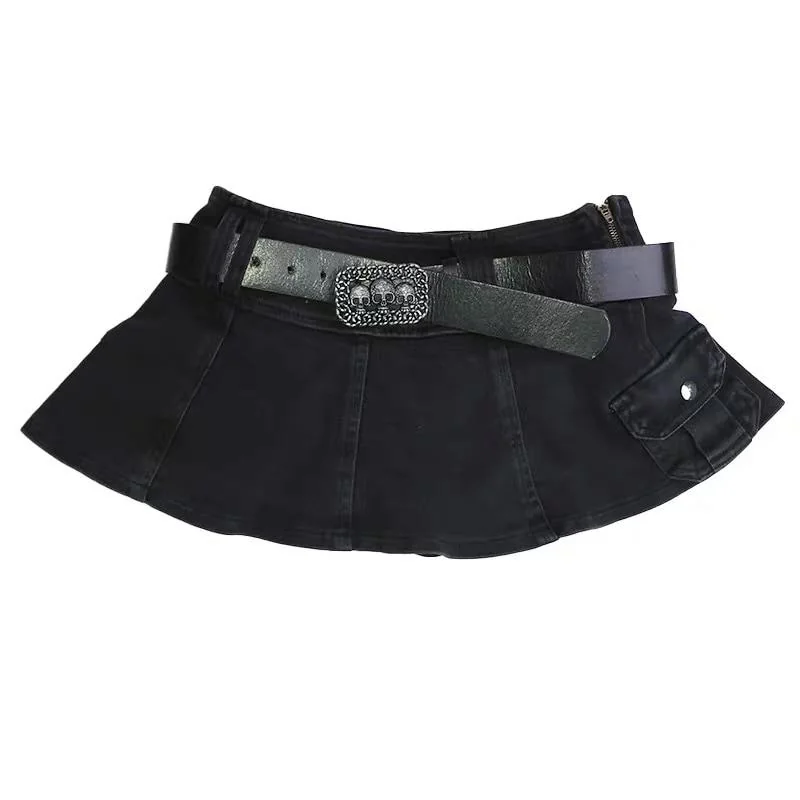 Black Denim Mini Skirt