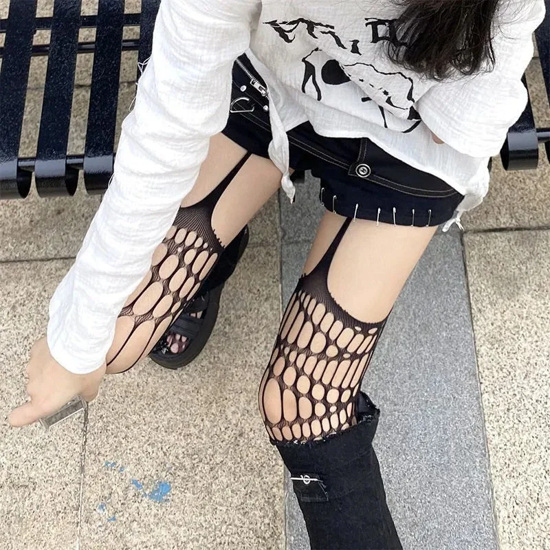 Black Lace Knee Socks for Women
