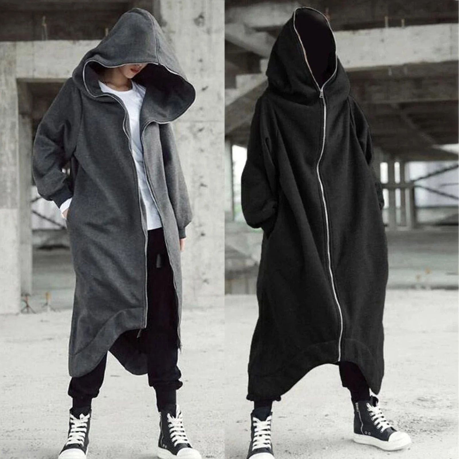 Mens Premium Long Hooded Coat in Black - Limited Edition