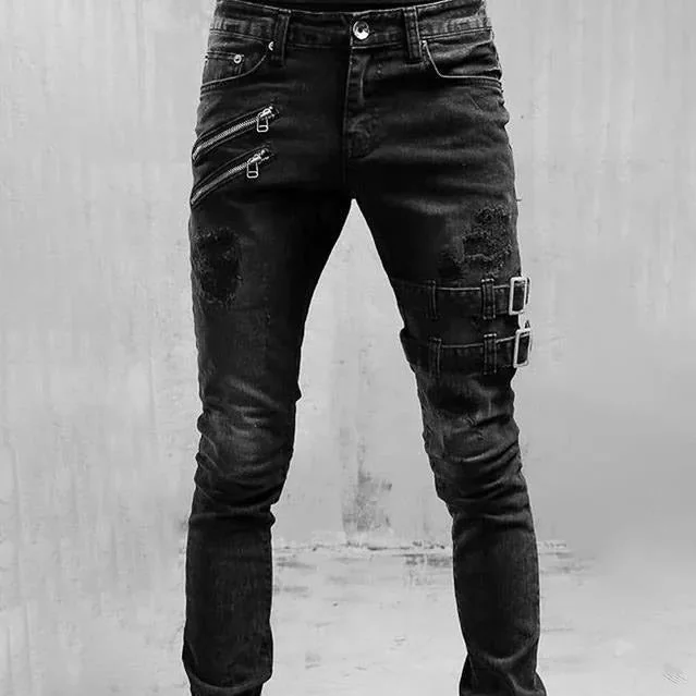 Limited Edition Gothic Buckle Mens Premium Denim Jeans