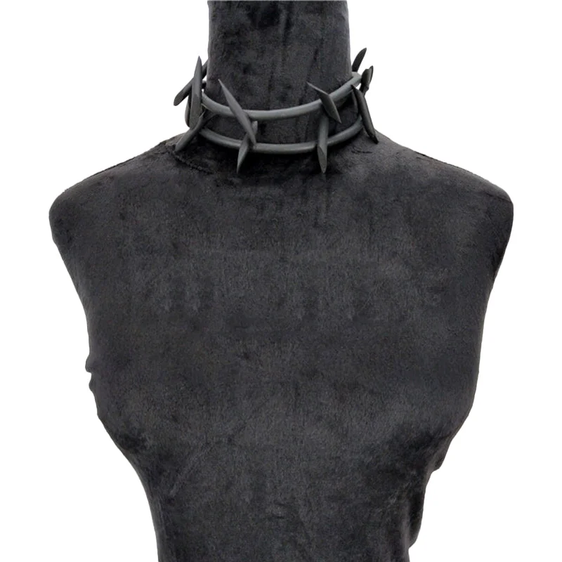 Bold Gothic Style Spiked Silicone Necklace in Black