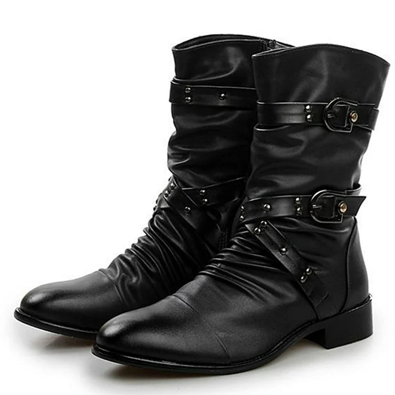 Mens Stylish Rock Shoes Black Premium PU Leather