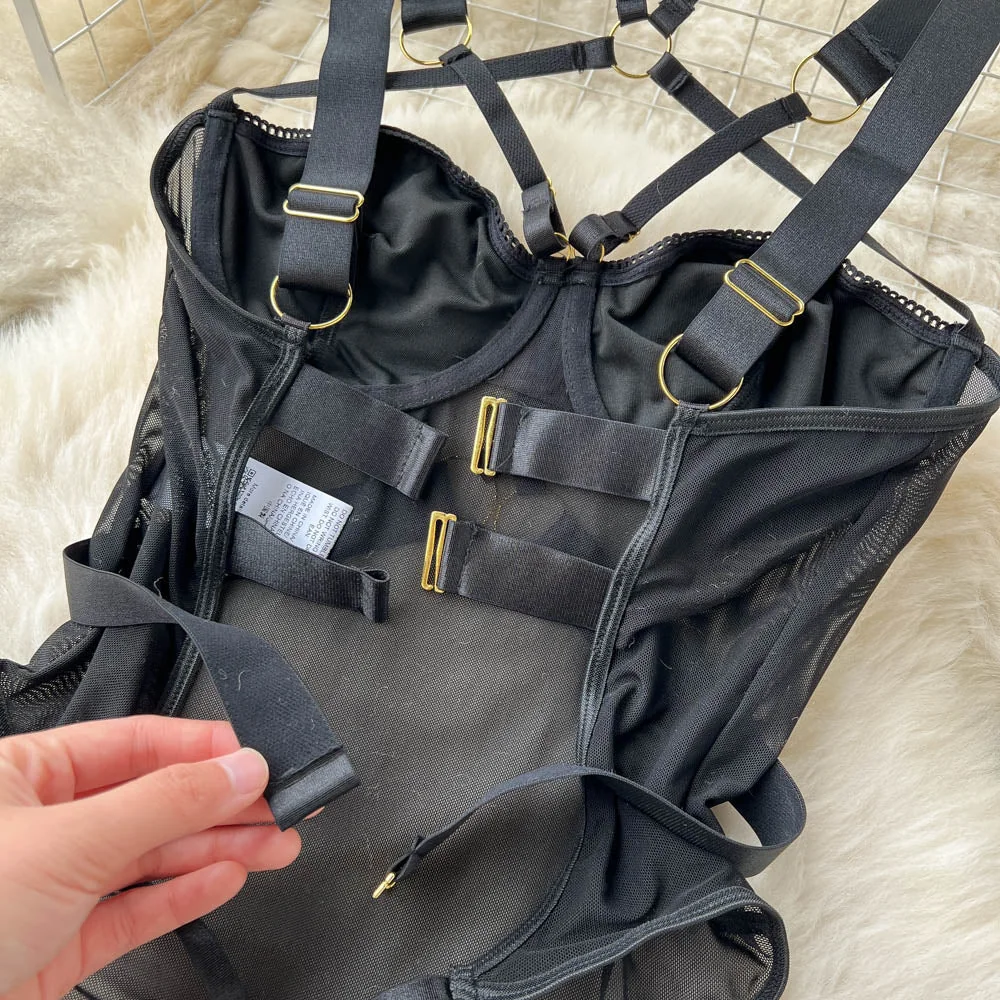 Gothic Style Cotton Polyester Bodysuit