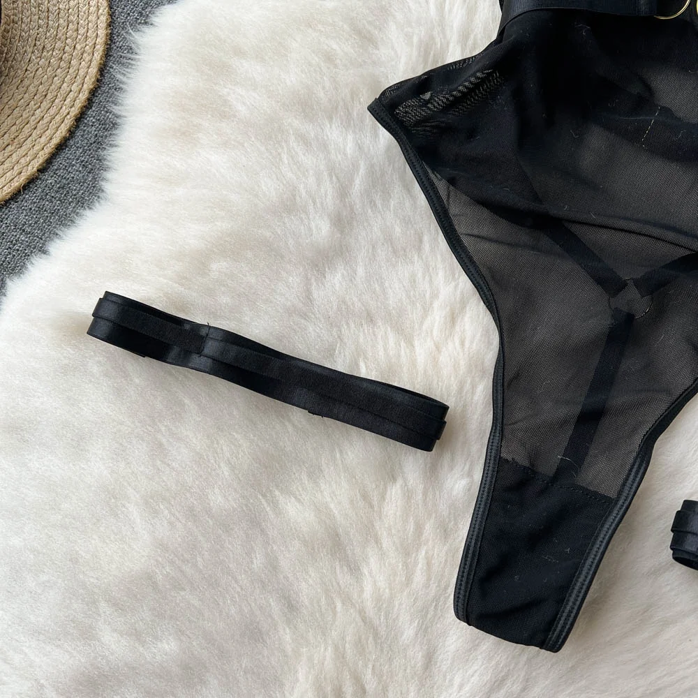 Gothic Style Cotton Polyester Bodysuit