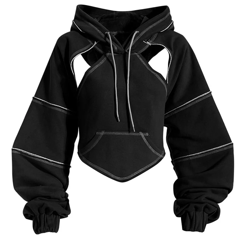 Stylish Cropped Cotton Blend Hoodie