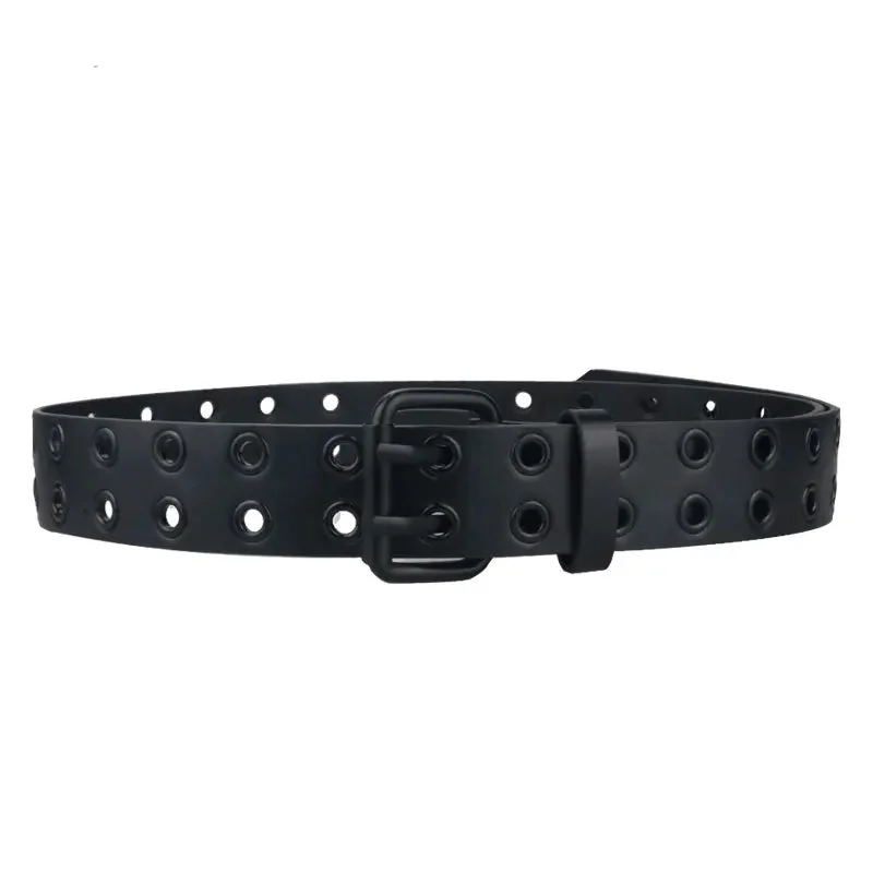 Black Faux Leather Belt 3.7cm Buckle Width Premium PU Material