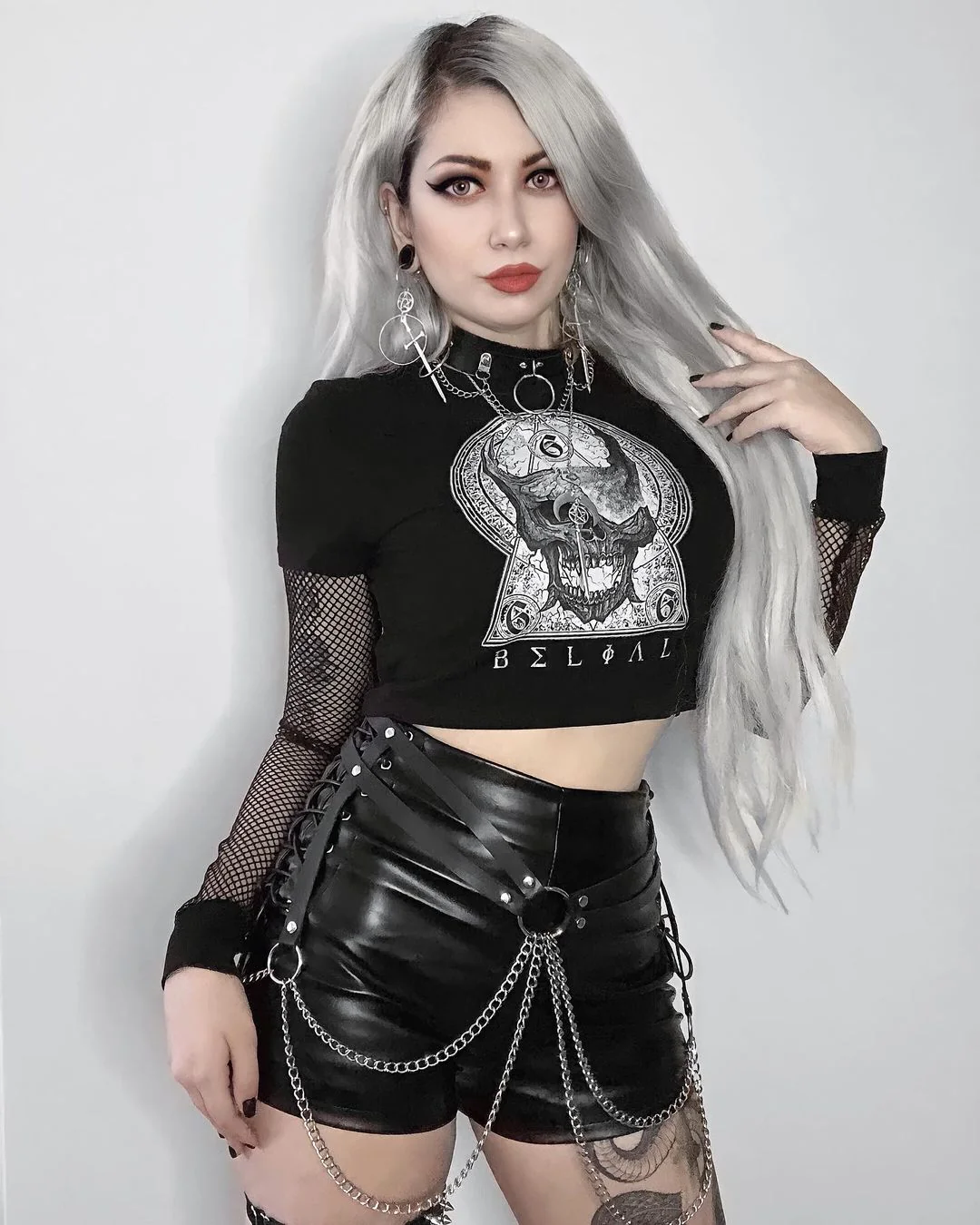 Black Gothic Style Leather Shorts for Women