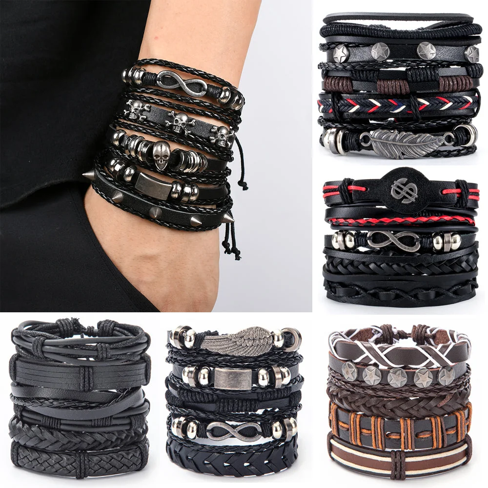 Adjustable Gothic Punk Rope Chain Bracelet for Men