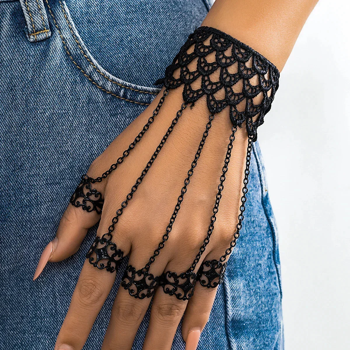 Black Lace Gothic Bracelet for Women