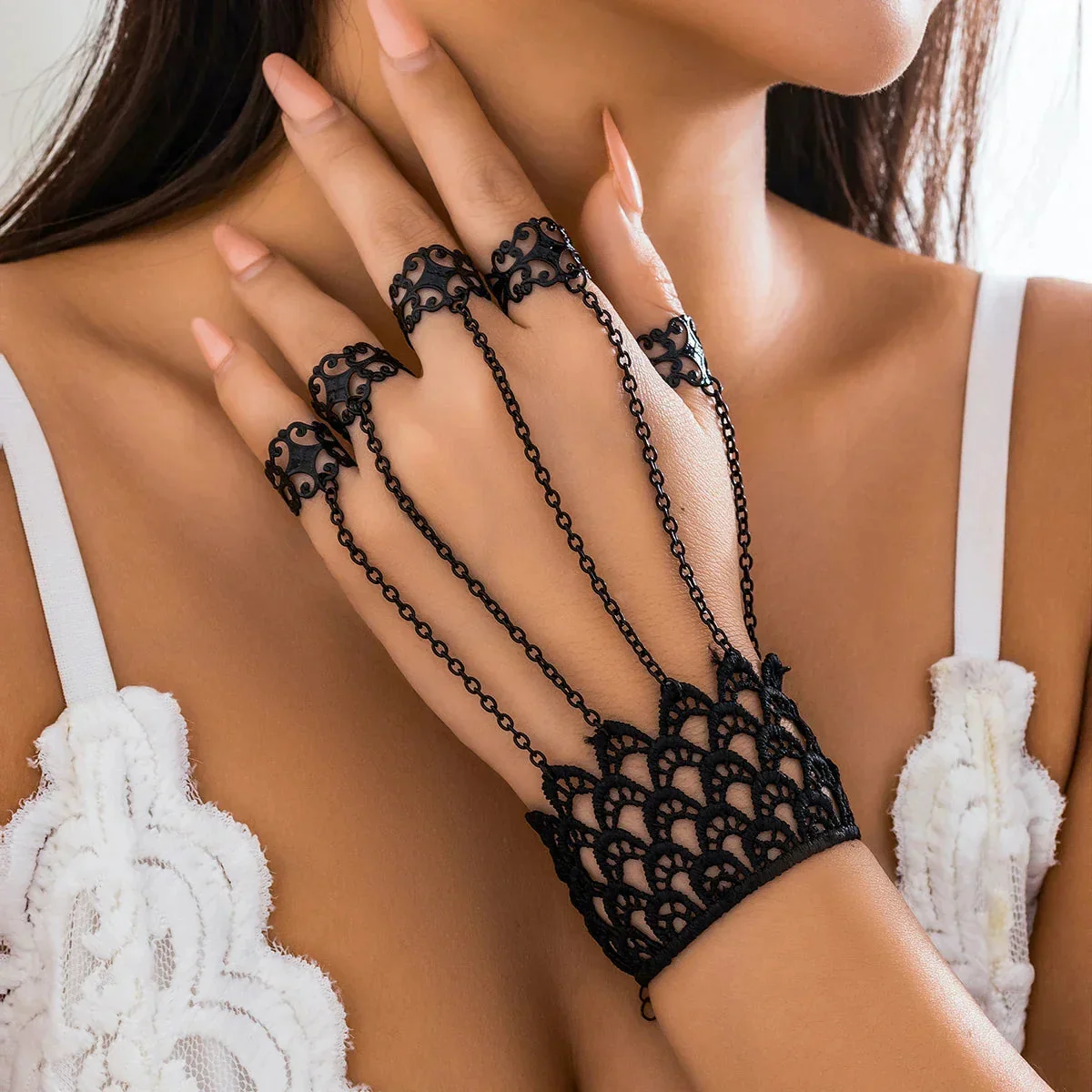 Black Lace Gothic Bracelet for Women