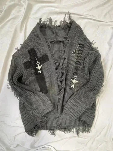 Gothic Style Gray Cardigan for Women