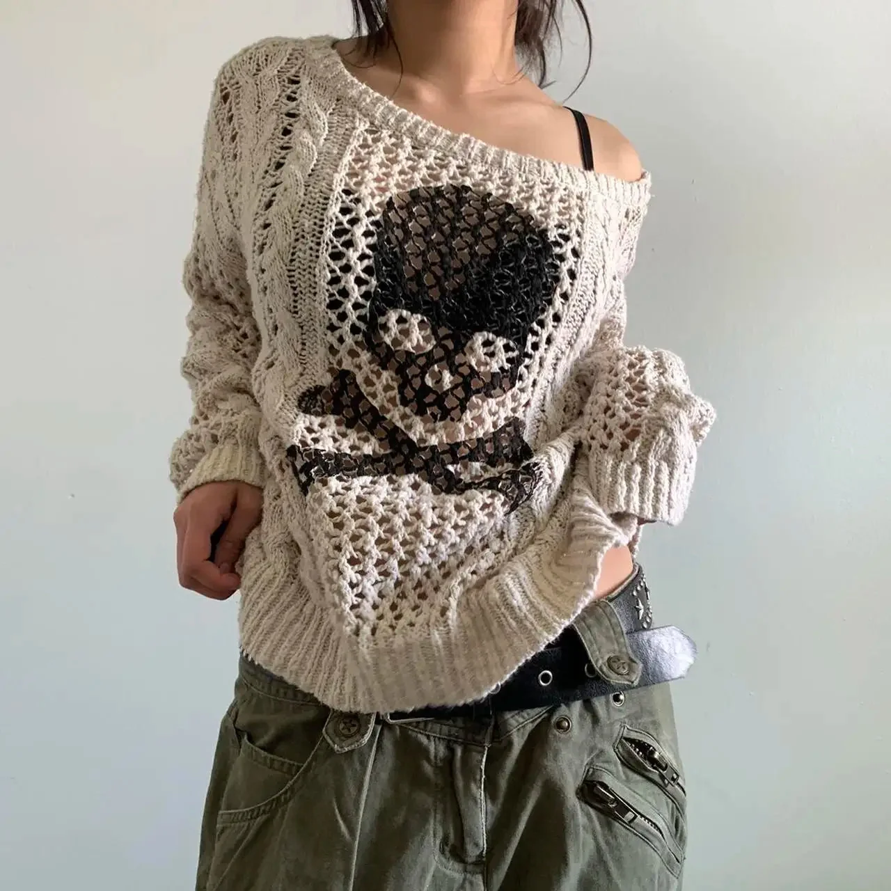 Creative Skull Print Cotton-Polyester Womens Jumper