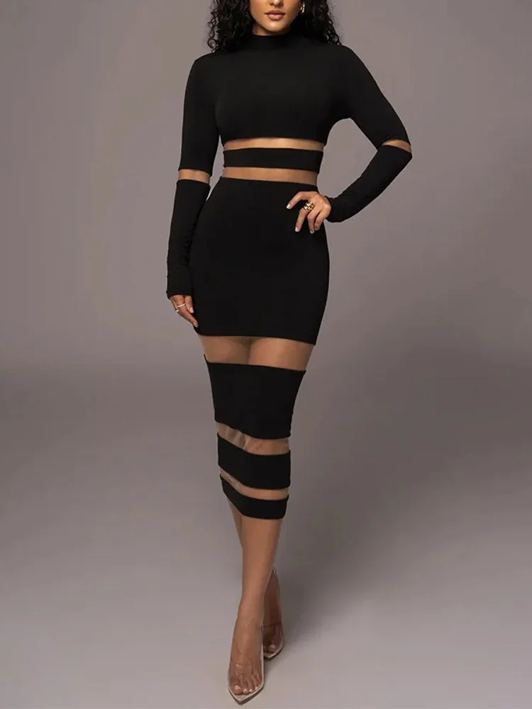 Elegant Black Womens Dress - Premium Cotton & Polyester Blend