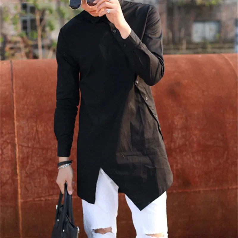 Premium Black Cotton/Polyester Mens Shirt 3XL-5XL Sizes