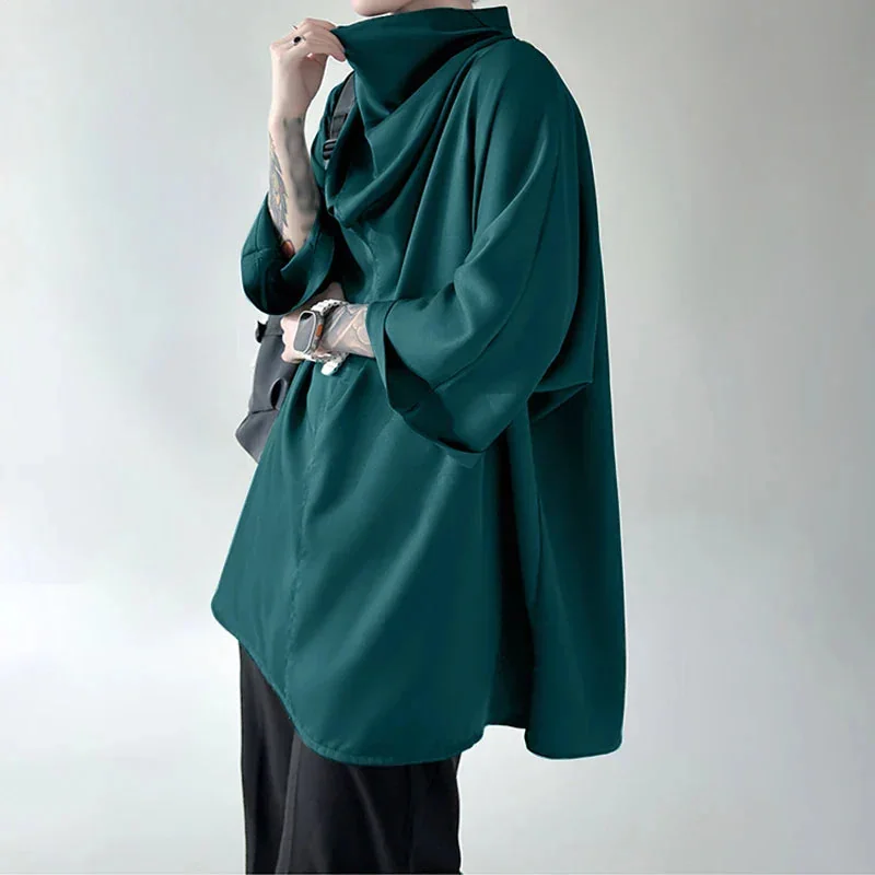 Premium Cotton Loose Fit Mens Shirt - Black/Blue