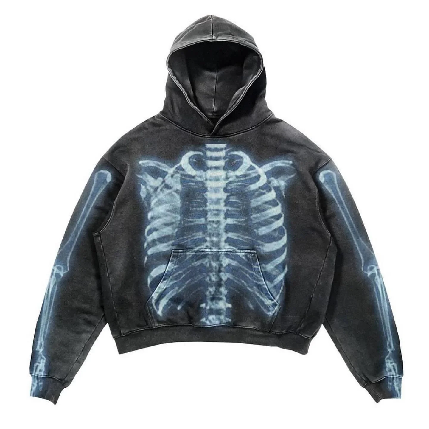 Premium Black Skull Print Hoodie for Men
