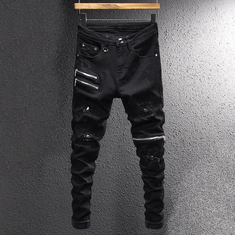 Stylish Black Punk Jeans for Men