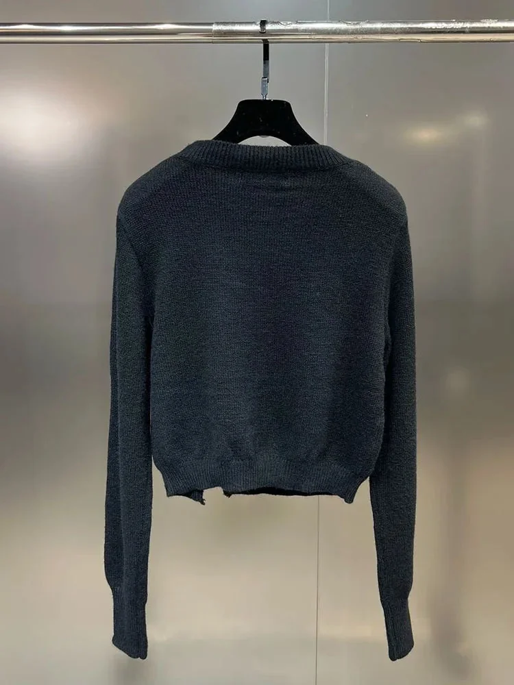 Black Knitted Pullover for Women | Premium Cotton Blend