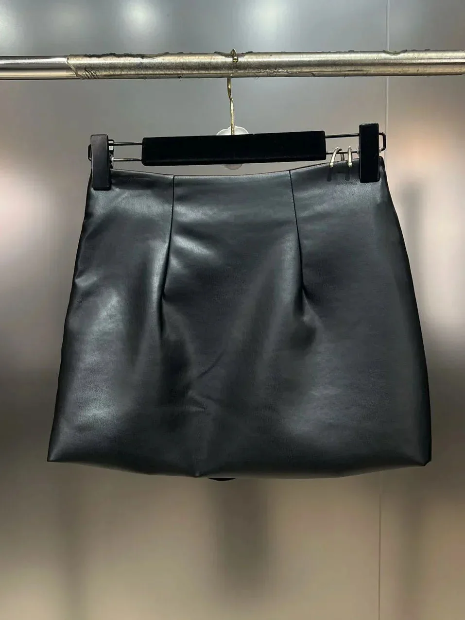 Black Faux Leather Womens Skirt