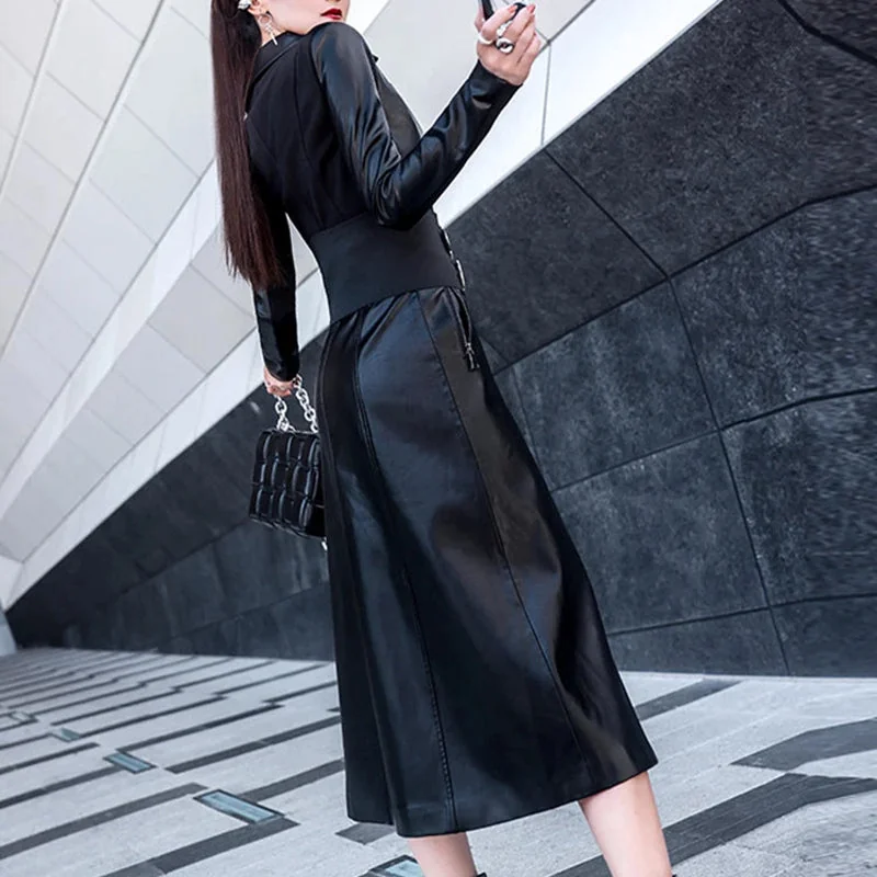 Premium Black Maxi Leather Dress - Limited Edition
