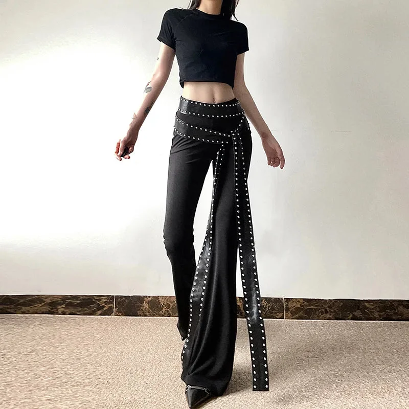 Fashionable Black Womens Flare Pants